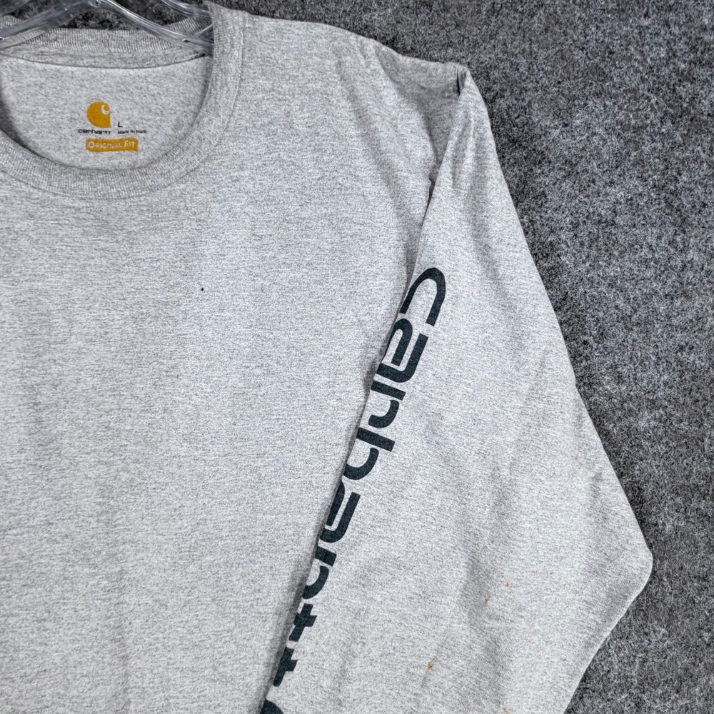 Carhartt Dearborn Long Sleeve T-Shirt Mens L Heather Gray Logo Original Fit - Picture 6 of 16